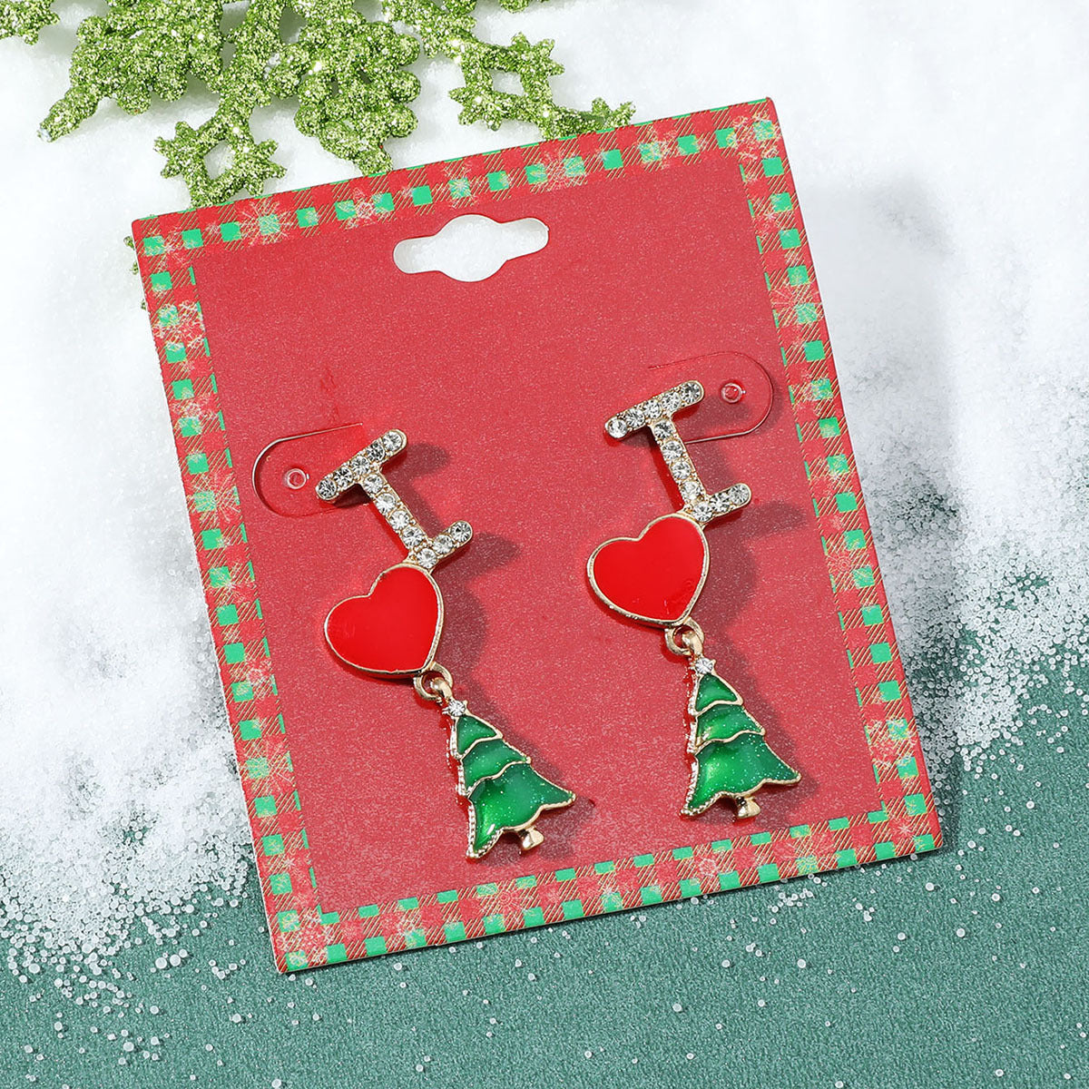Wholesale Christmas Candy Snowman Earrings Diamond Snowflake Earrings